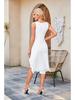 Square Neck Sleeveless Ruched Mesh Midi Dress for Women