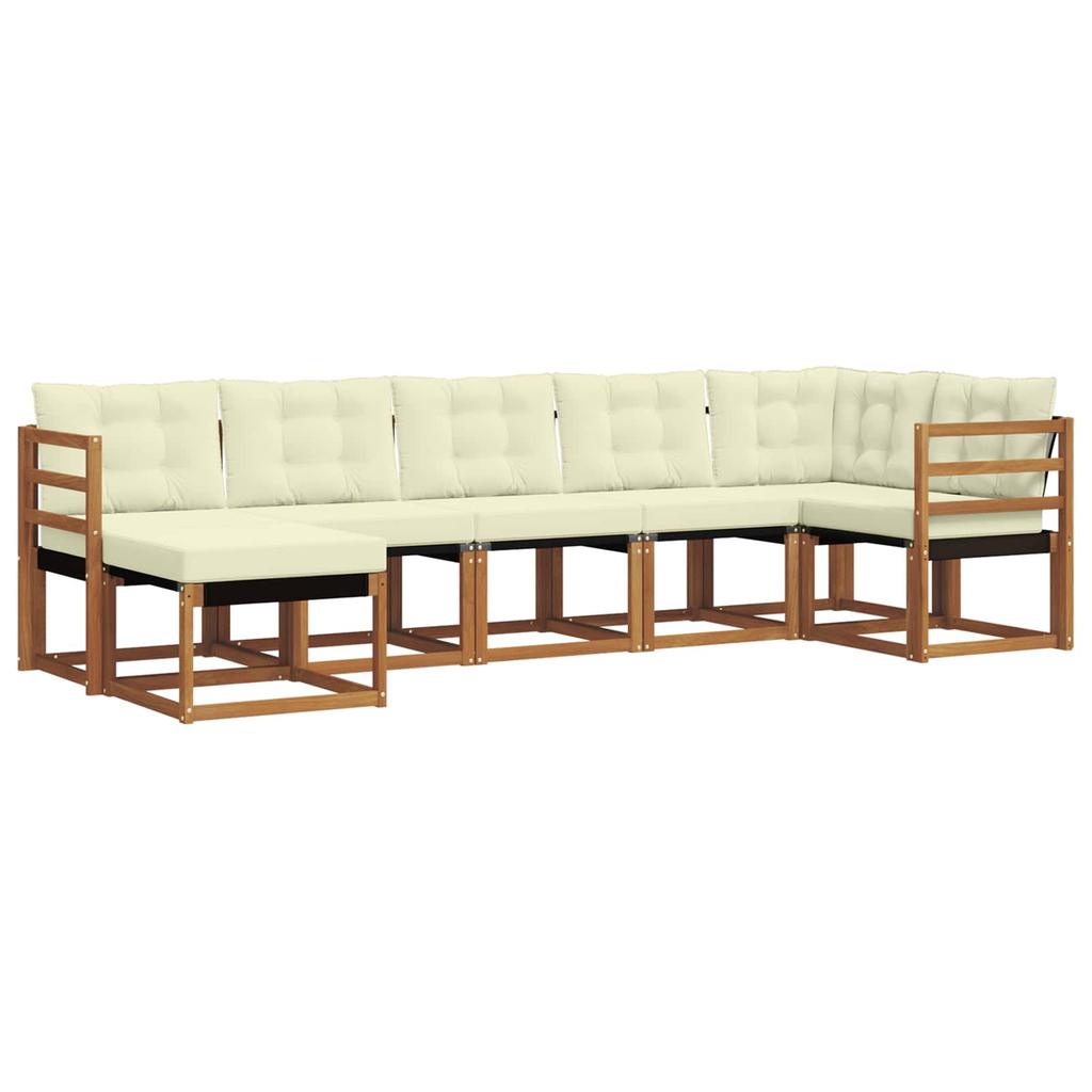 Outdoor Sofa Set with Cushions 7 pcs Natural and Cream