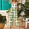Mote for kvinner Jul Trykk Casual Retro Ermeløs Knapp Jumpsuit