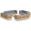 Vidaxl 13-Cz. Garden Lounge Set, Grey Cushions, Pine