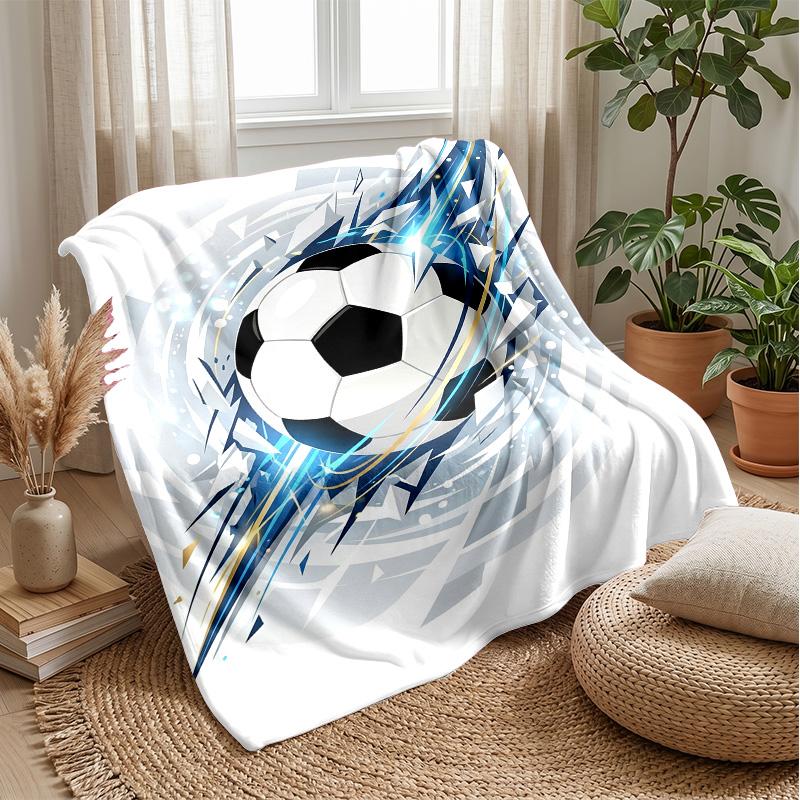 Soccer Ball in Motion 2 Theme blanket Lightweight Warm Flannel Blanket Decorative Throw Blanket for Home Decoration