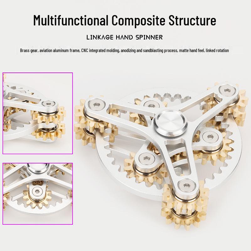 Nine-Tooth Pure Copper Metal Alloy Gear-Linked Fidget Spinner Ferris Wheel with 34-Gear Rubik's Cube Design
