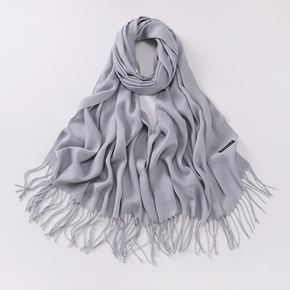 Autumn and Winter Multiple Solid Color Imitation Cashmere Scarves for Women, Single Color Thickened Warm Tassel Shawl Scarf, Scarf in Red