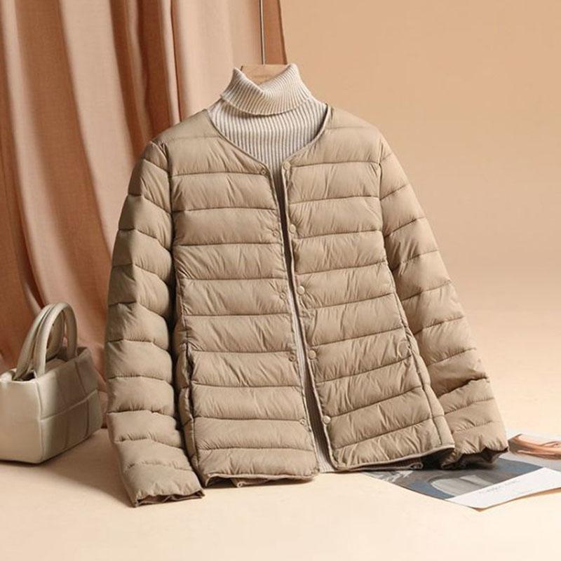 

Осень Зима Теплая Женская Куртка Мода Ультралегкий Пуховик Хлопковый Приталенный Пальто Однотонная Матовая Ткань Ветровка Парки S хаки