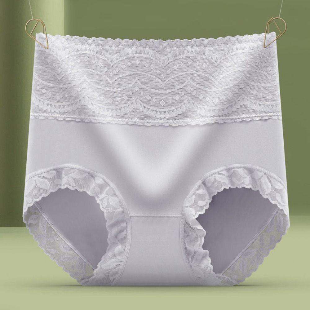 High Waist Lace Seamless Briefs Thin Tummy Control Underwear Elastic Slimming Underpants  Lady