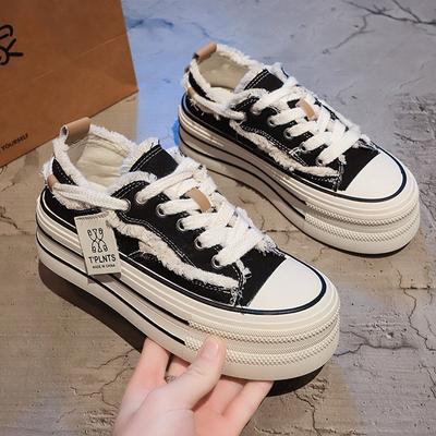 Popular Canvas Shoes Summer Women's 2025 New Little White Shoes Muffin Board Shoes Thin Breathable Foreign Casual Women's Shoes