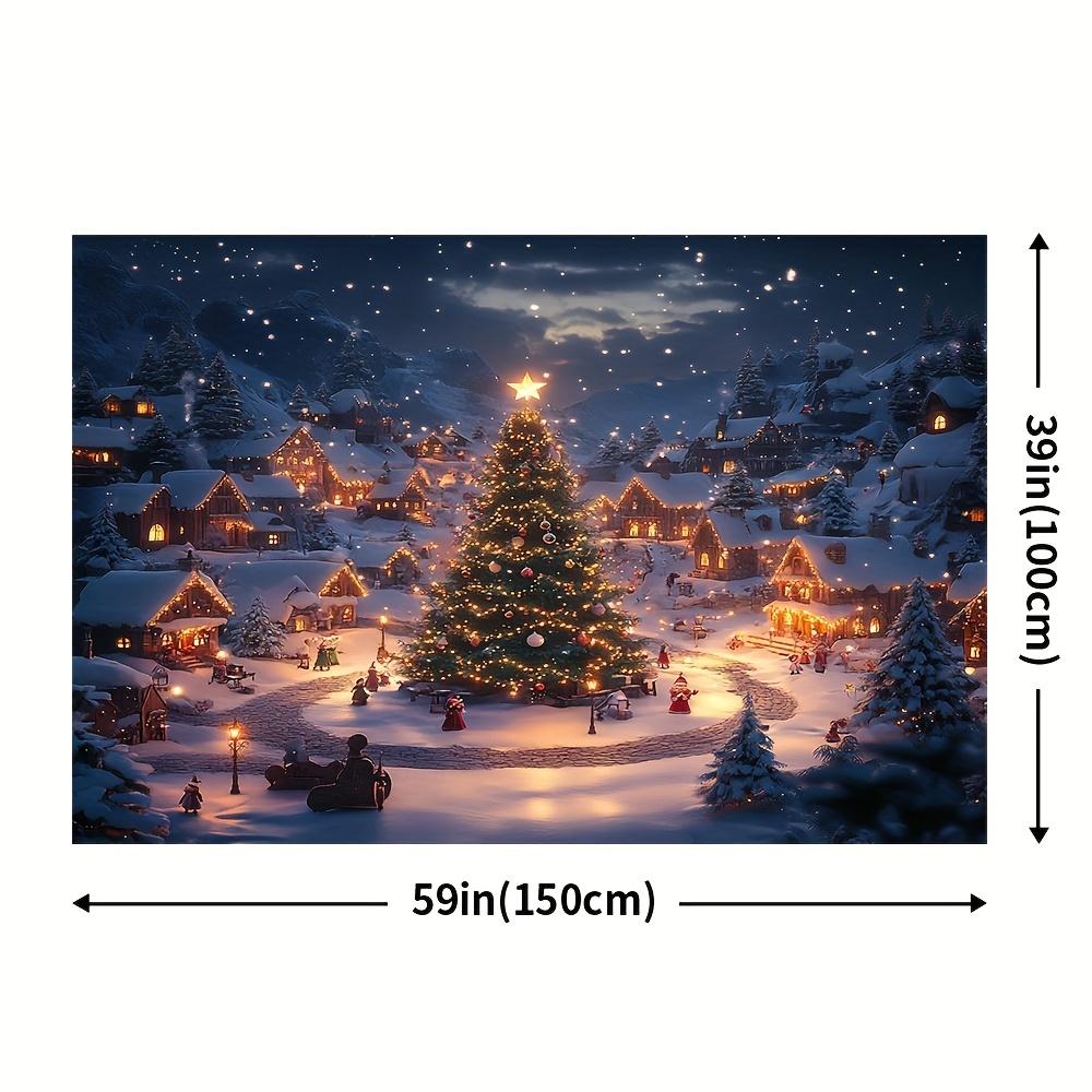 1Pcs Modern Christmas Village Snow Scene Decoration Background Xmas Backdrop Decorations For Photo Studio Photo Booth Party