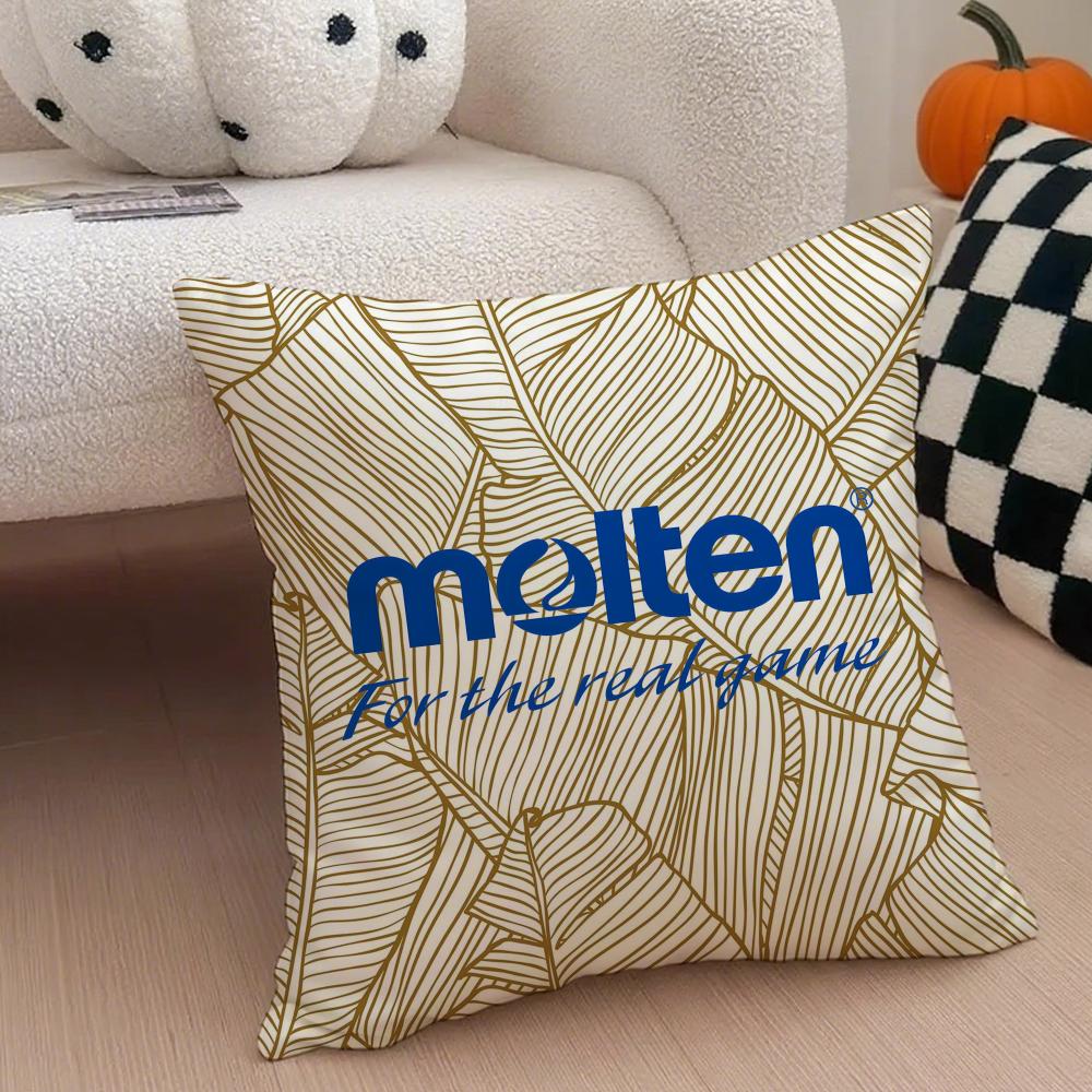 MMolten logo Cushion Cover Throw Pillow Cover Hidden Button Durable Polyester Chair Cushion