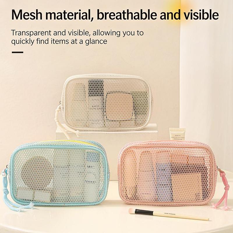 Mesh Makeup Bag For Women Cosmetic Storage Bag Travel Portable Toiletry Bag Underwear Storage Bag
