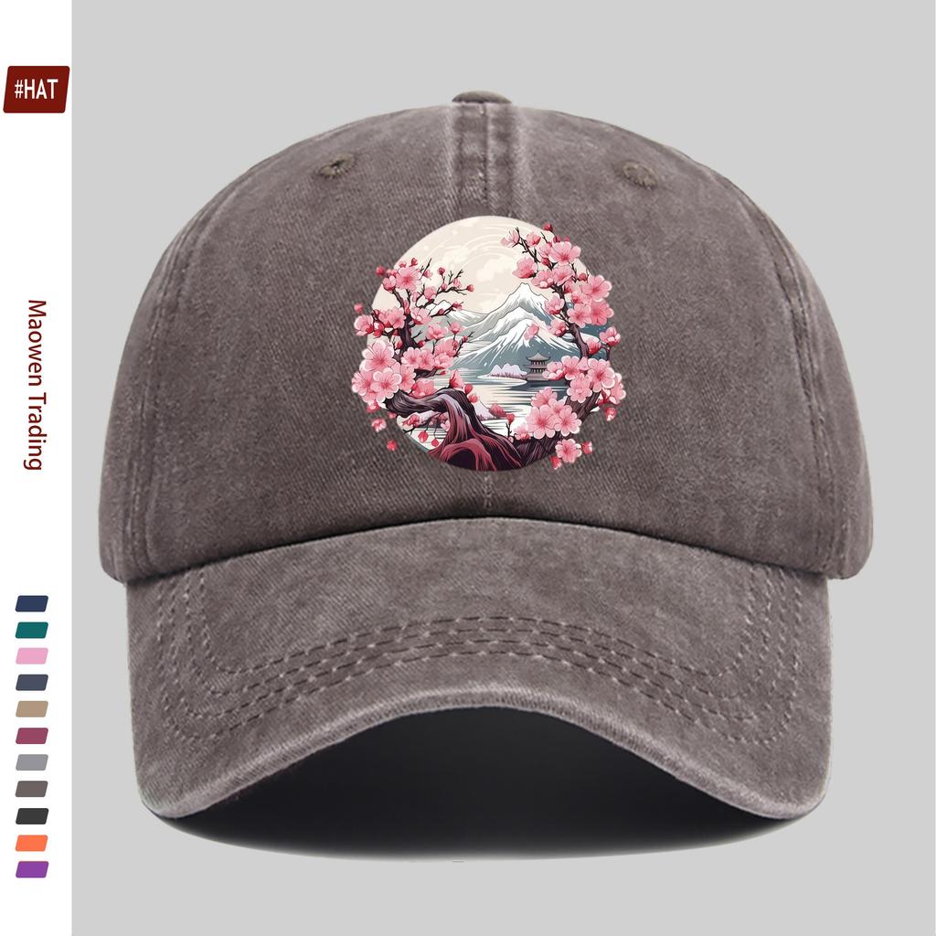 pc Unisex Cherry Blossom Tree Print Baseball Cap Simple Decorative Hat for Home and Casual Wear Multiple Colors Available Co