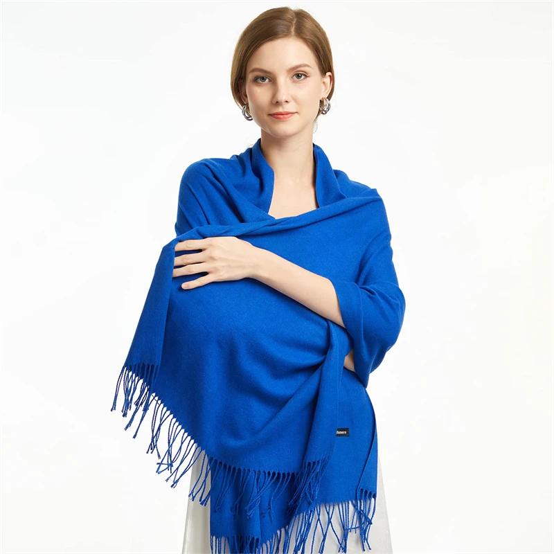 2025 Winter Shawl For Women Long Warm Cashmere Scarves Hijab Solid Lady Wrap Female Pashmina Bandana Head Scarfs Echarpe
