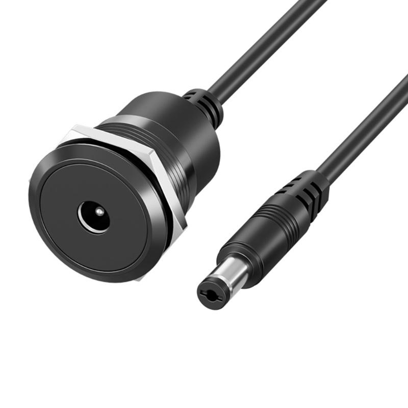 DC5.5x2.1mm Power Extension Cable Waterproof DC5.5x2.1mm Female to Male Power Panel Mount Threaded Mount for Electronics