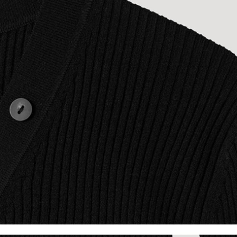 She S miSS Rib V Neck Button Slim Knit SSkpop12070 Bk