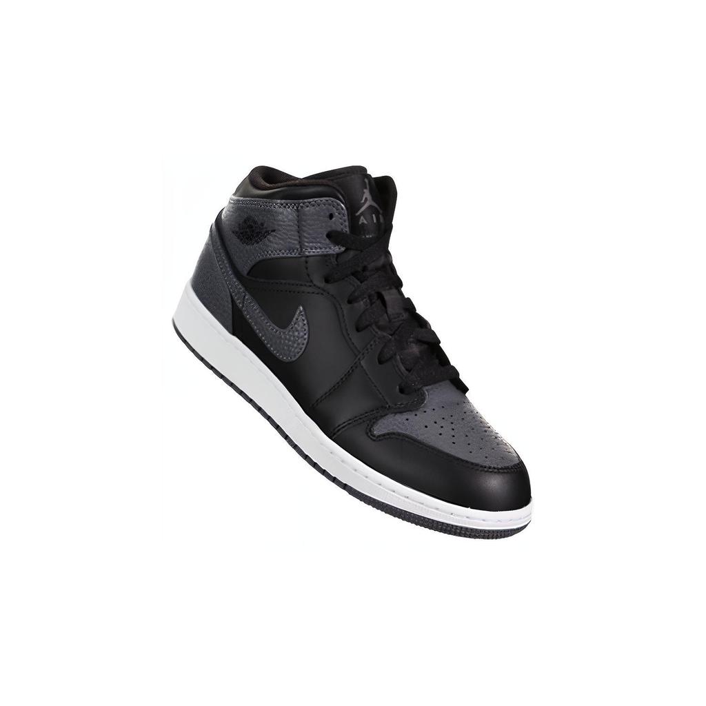 Jordan 1 Retro Mid GS Black Dark Grey 554725-041