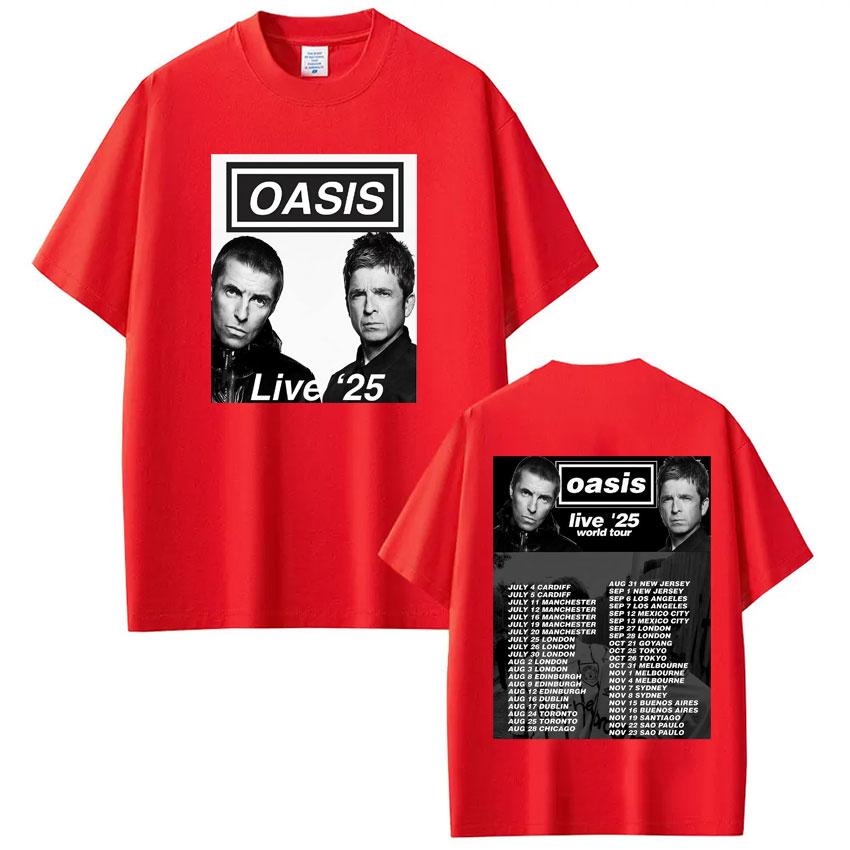 British Rock Band OASIS Live 25 World Tour 2025  Tshirt Men Woman Oversized T Shirts Hip Hop Summer Cotton Gothic Punk Tshirts