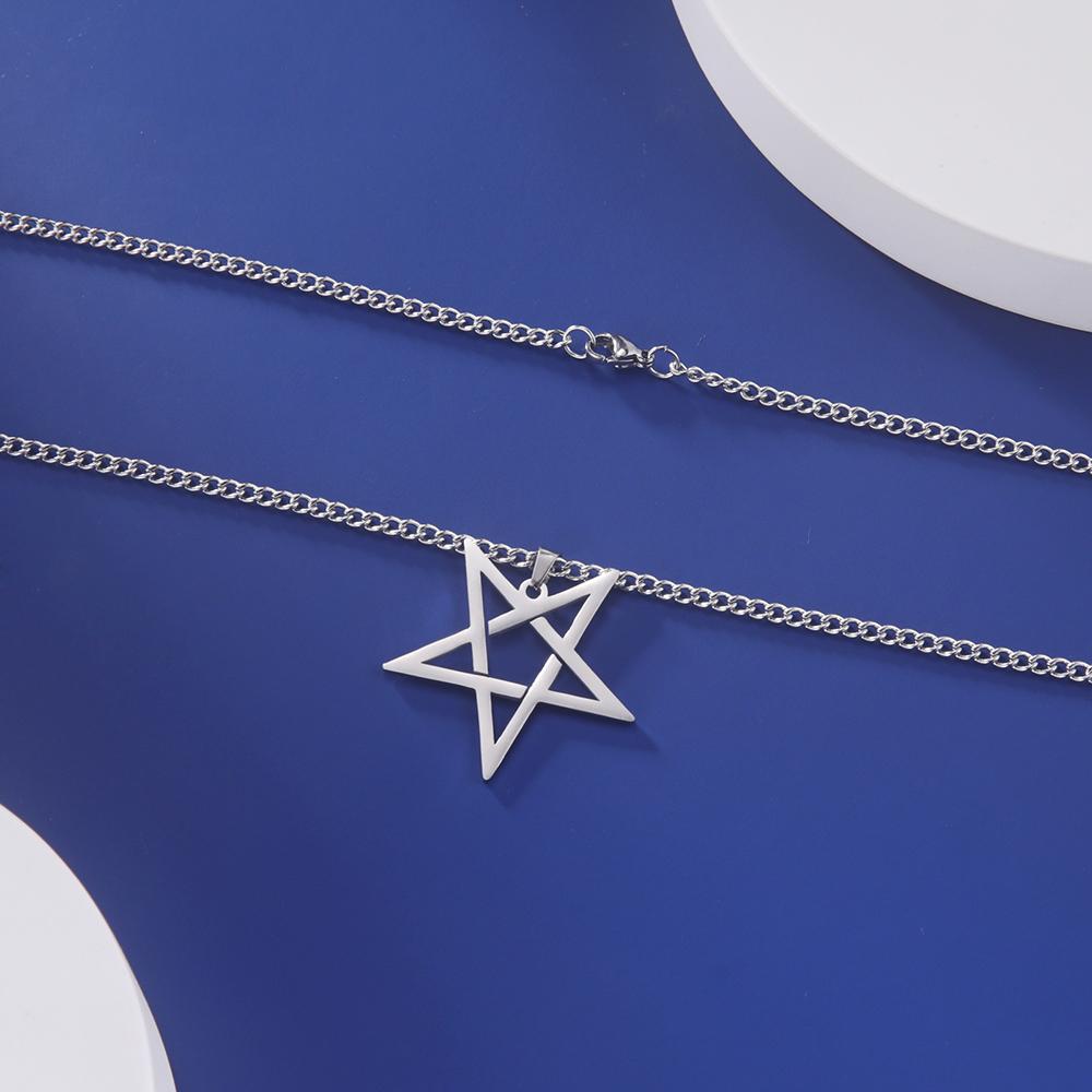 Dawapara Inverted Pentacle Necklace Gothic Pentagram Pendant Occult Amulet Witchcraft Stainless Steel Jewelry