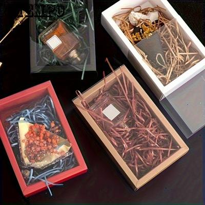 8pcs Pull-out Gift Boxes Simple Solid Color Windowed Kraft Paper Boxes Holiday Small Gift Packaging Drawer Boxes Birthday Party Gift Boxes Bride Gifts