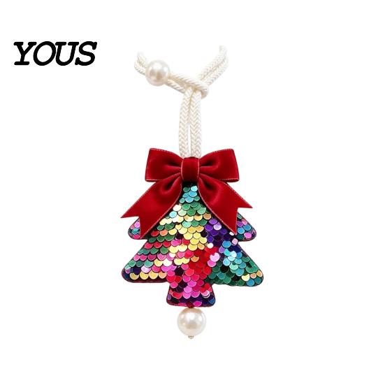 Woven Rope Curtain Buckles Sequined Tree Tieback, Sparkling Christmas Holder with Reusable Fabric Ties Bow, Decorative Drapery Holdback for