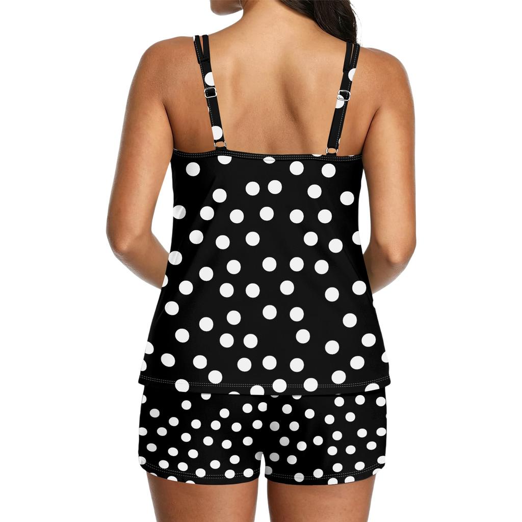 Women’s Polka Dot Print Sleeveless Tank Top and Shorts Set Soft Fabric Casual Lounge Sleepwear Pajama Set for Summer