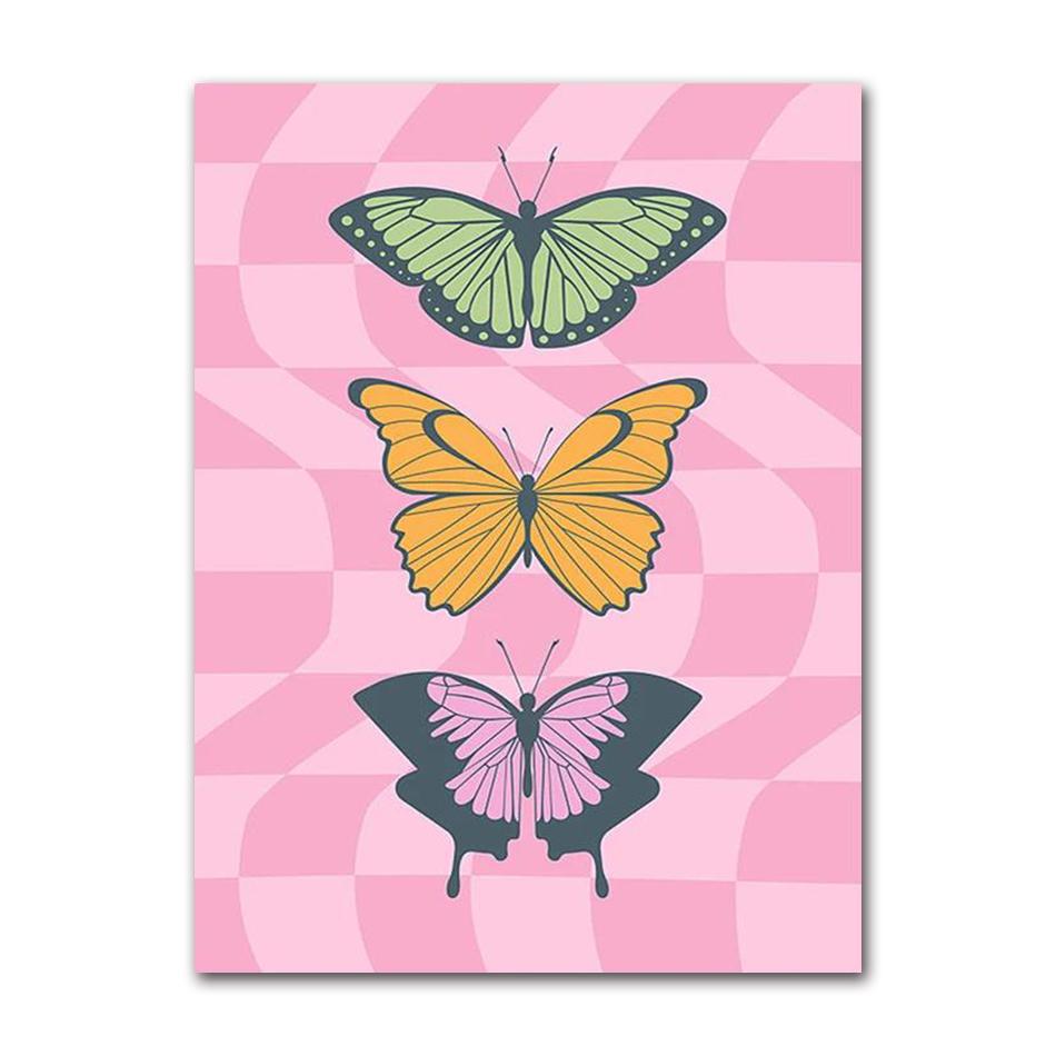 Scandinavian Minimalist Wall Art Pink Funky Quotes Vintage Butterflies Canvas Poster Print Home Bedroom Living Room Decoration