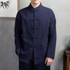 Camisa Top de Otoño para Hombre Estilo Chino Cuello Mandarín Manga Larga Bolsillos Botón Camisa Tradicional de Kung Fu Tai Chi Tops Tang