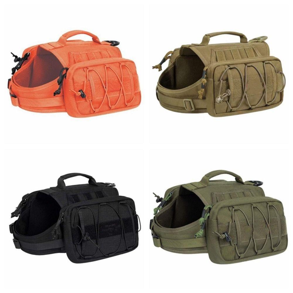 New Nylon Dog Backpack with Side Pockets Adjustable Dog Harness Dog Hiking Gear Dog Vest Hiking Walking Training Running cachi