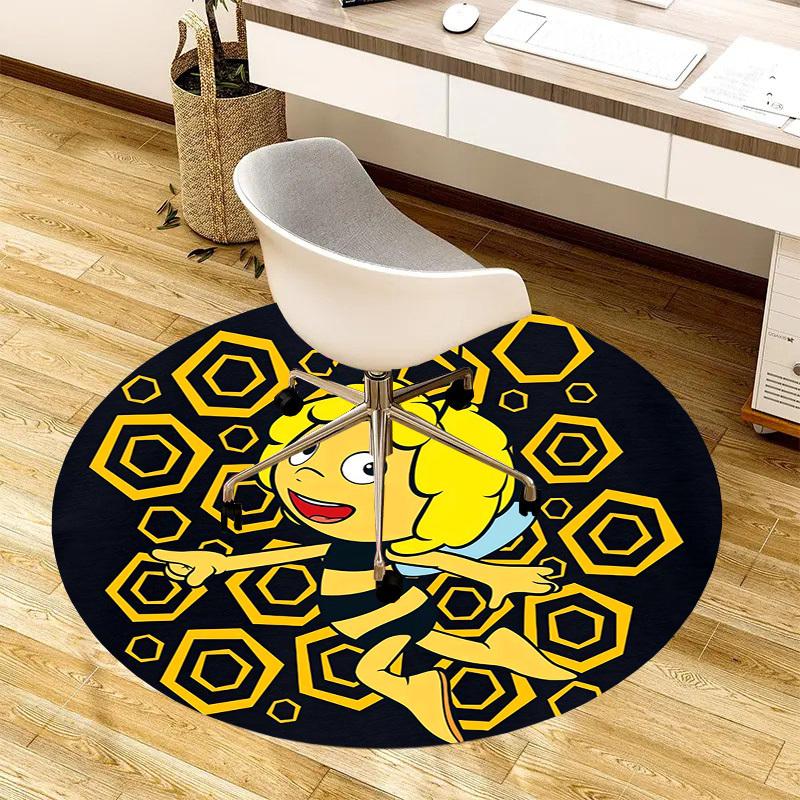 1pc Bee Character Artwork Round carpet, Made of Polyester,Perfect for Decorating Office Chairs, Living Rooms,Vibrant Decorative Rug