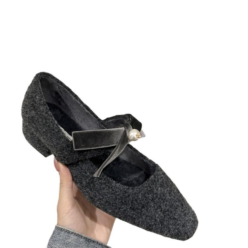 Anti-slip Single, Thick-heeled Single Shoes, Women's Fleece Shoes