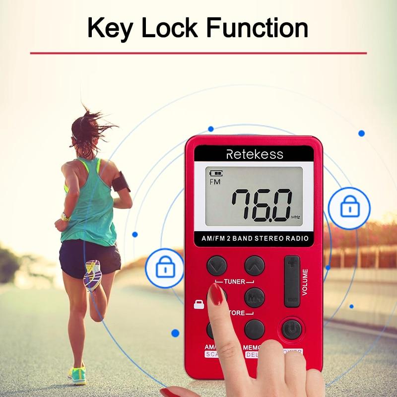 Mini Pocket Radio Receiver Portable Radios AM FM Rechargeble Sleep Time Earphone For Walkman Go Hiking