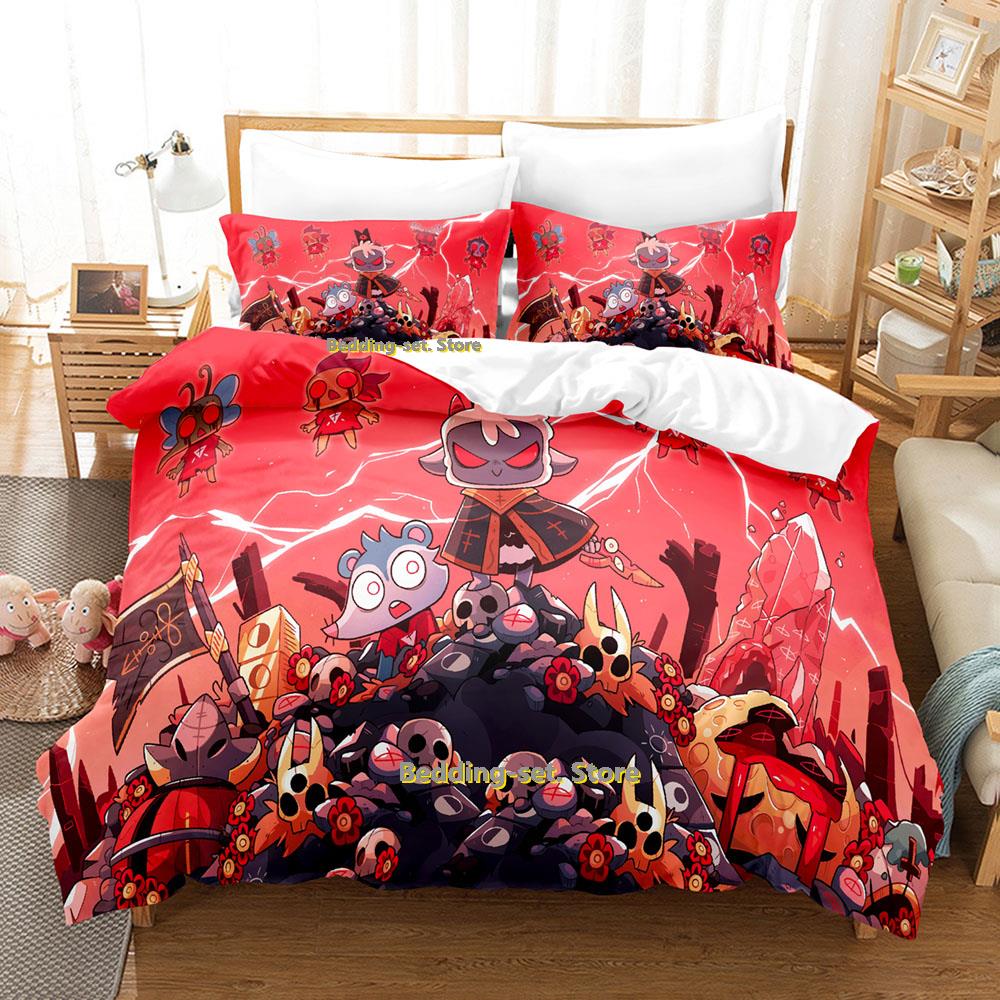 Zestaw pościeli Cult Of The Lamb Rozmiar Pojedynczy Twin Pełny Queen King Rozmiar Zestaw pościeli dla dorosłych i dzieci Poszewka na kołdrę Zestaw poszewek na pościel Anime