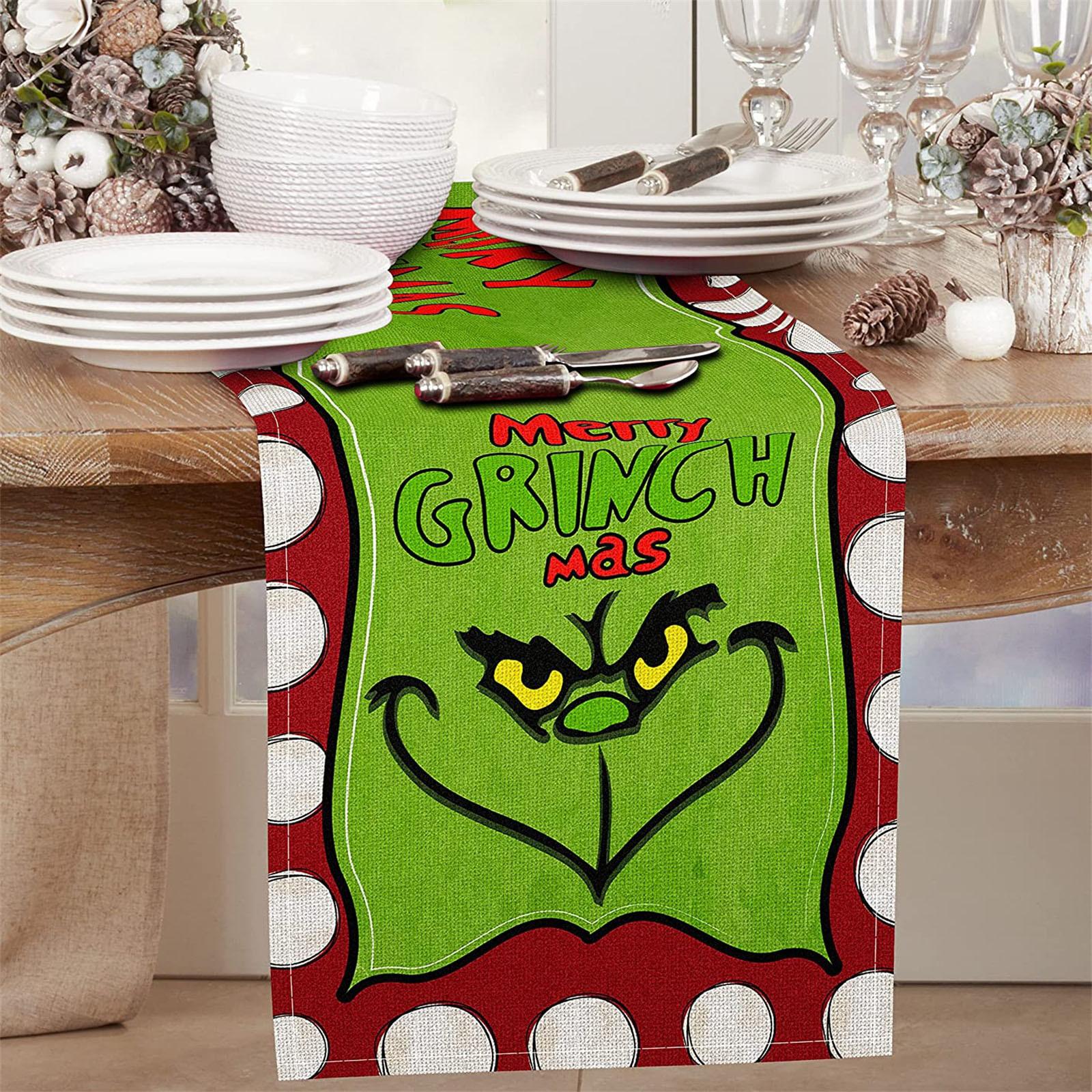 Christmas Table Runner Festive Holiday Decoration with Printed Pattern Suitable for Dining Room Kitchen and Home Use One Size