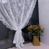 1pc Floral Lace Sheer Rod Pocket Curtain Panel Living Room Bedroom Window Solid Color Door Screen Party Drapes Partition Door