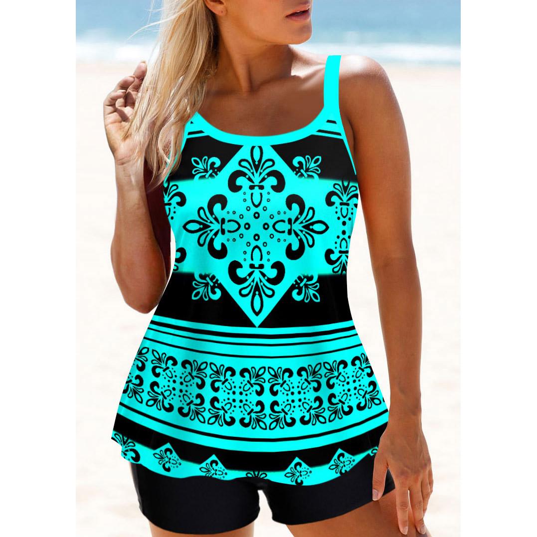 

Летний модный дизайн женского комплекта бикини из двух частей с купальниками с симметричным графическим принтом и спортивной пляжной одеждой S-6XL S чёрный