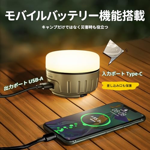 SAMUUN LED Lantern with Remote Control, Night Light, Camping Lantern, Compact, USB-C Rechargeable, IPX5 Waterproof, Color/Brightness Memory, Built-in