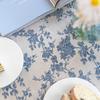 Blue Floral Pastoral Tablecloth, Vintage Cotton Linen Rectangular Table Cover  For Dinner Picnic Coffee Party Table Home Decor