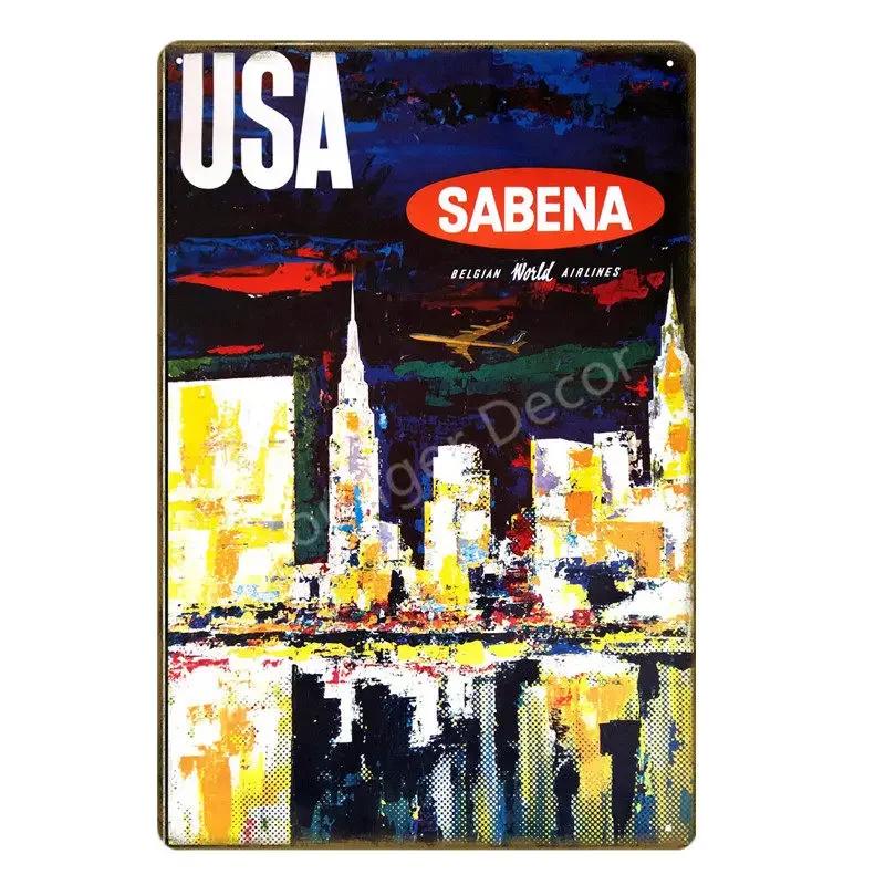 Vintage American Cities Travel Metal Signs  New York Alaska Ohio Washington  Wall Decor Poster  Retro Home Decor Sticker Paintin