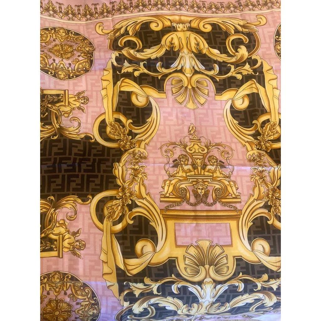 Used Fendi scarf, pink, Zucca pattern, Versace collaboration
