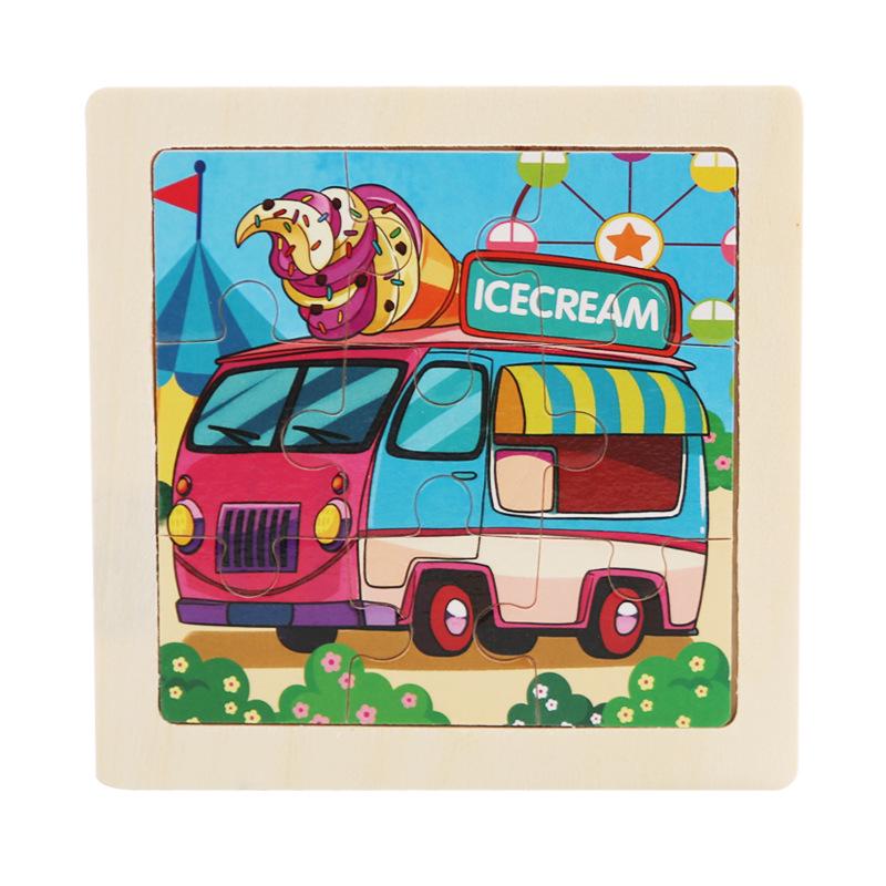 9-Piece Wooden Cartoon Animal Transport Jigsaw Toy for Early Education