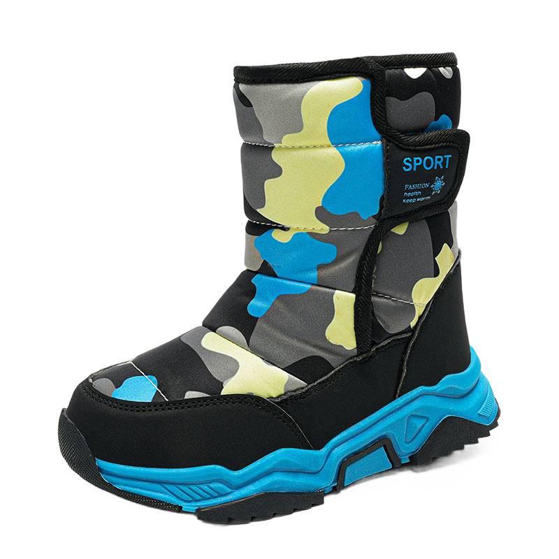 Children's outdoor snow boots winter new velvet thermal cotton shoes waterproof thickened boys and girls ski sports snow boots