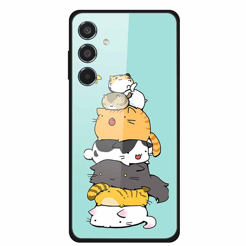 Glass Back Cover For Samsung Galaxy S24 FE Case S24FE Hard Tempered Glass Case For Samsung Galaxy M55 A16 Phone Case Soft Bumper
