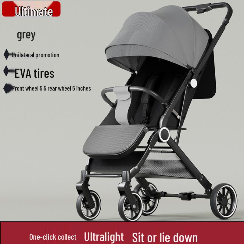 Two-way, Three-position Stroller: Sit or Lie, One-click Fold, Ultra-light, Portable Four-wheel Outdoor Baby Carriage.