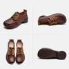 Johnature Bequeme Damen-Pumps aus echtem Leder, Retro-Handarbeit, weiche Sohle, runde Zehen, vielseitige Schuhe mit niedrigem Absatz