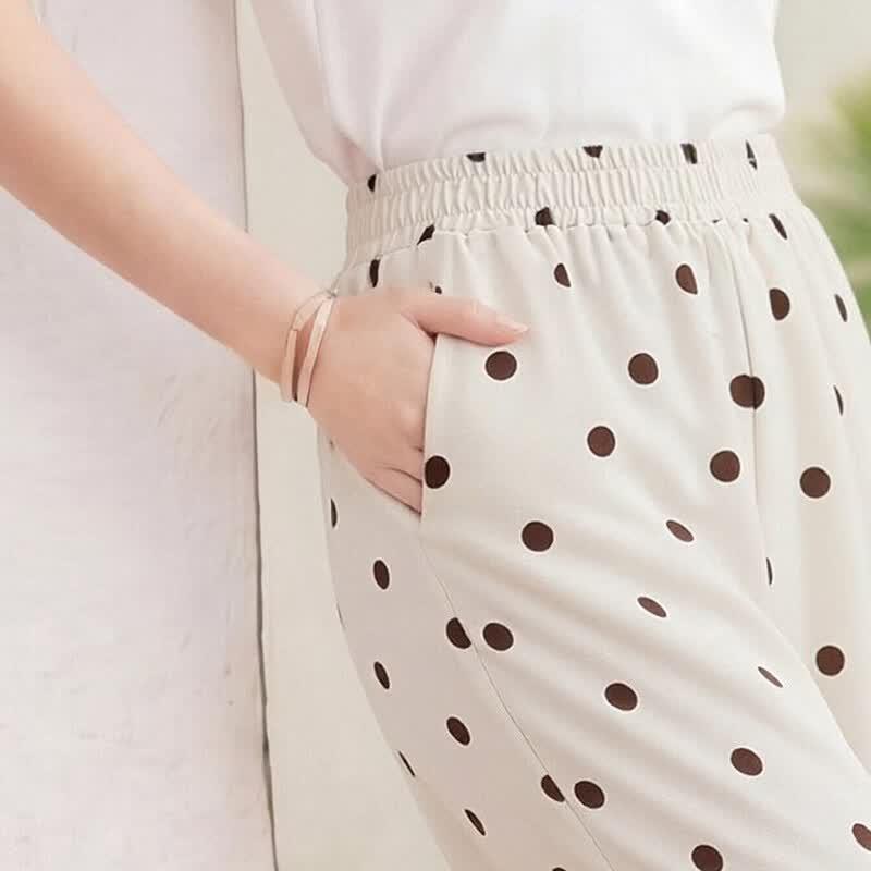 Women's Summer Polka Dot Straight Leg Casual Pants