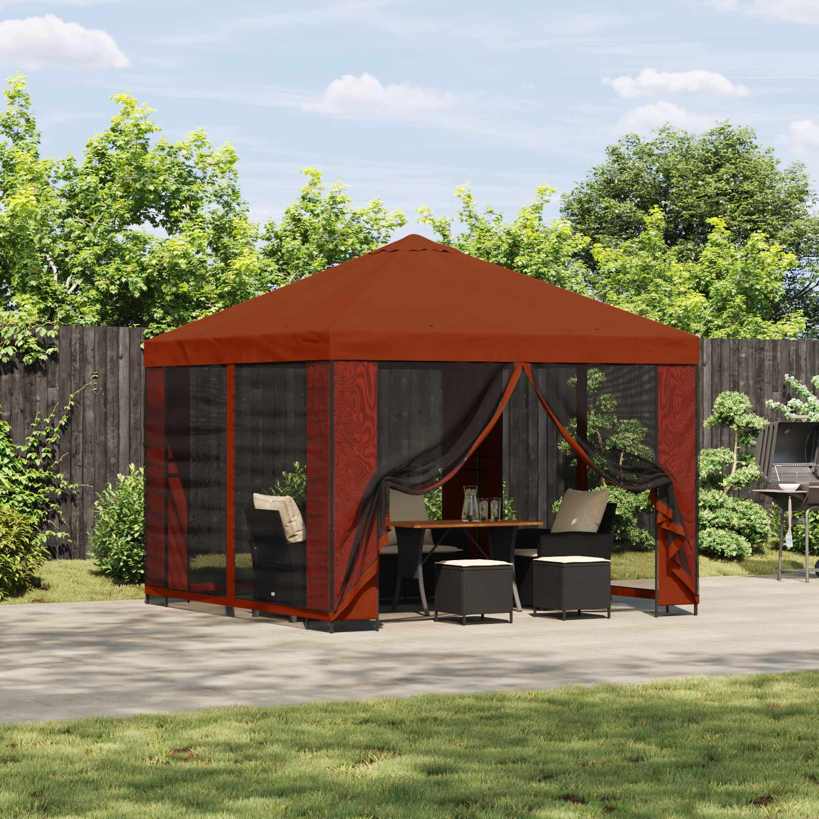 Gartenpavillon mit Seitenwänden 3 x 3 m Terrakotta