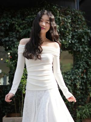 Laengaenlu Bonita Shirring Top(Bonita)_Ivory