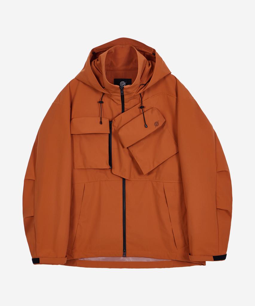 Kalapatthar 3Layer Offset Zip Pocket Hooded Jacket - Camel