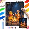 Handmade Diy Oil Painting Digital Painting Kit Winnie the Pooh Tigger Campfire Pumpkin Home Living Room Entrance Decoration Hanging Painting