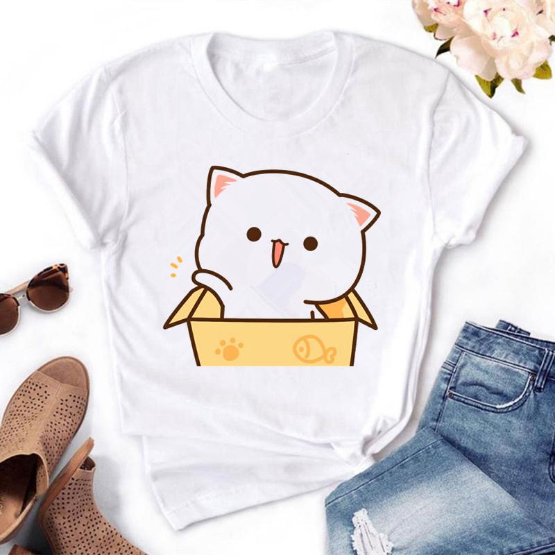 Cute Kawaii Funny Cartoons Print Women T Shirt Summer Short Sleeve Round Neck Harajuku Tee Casual Tops Female Clothes