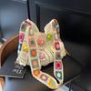 1pc Bohemian Vintage Crochet Floral Crossbody Bag - Beige Fabric, Adjustable Strap, Hand Wash Only, Casual Daily Wallet, Floral Crossbody