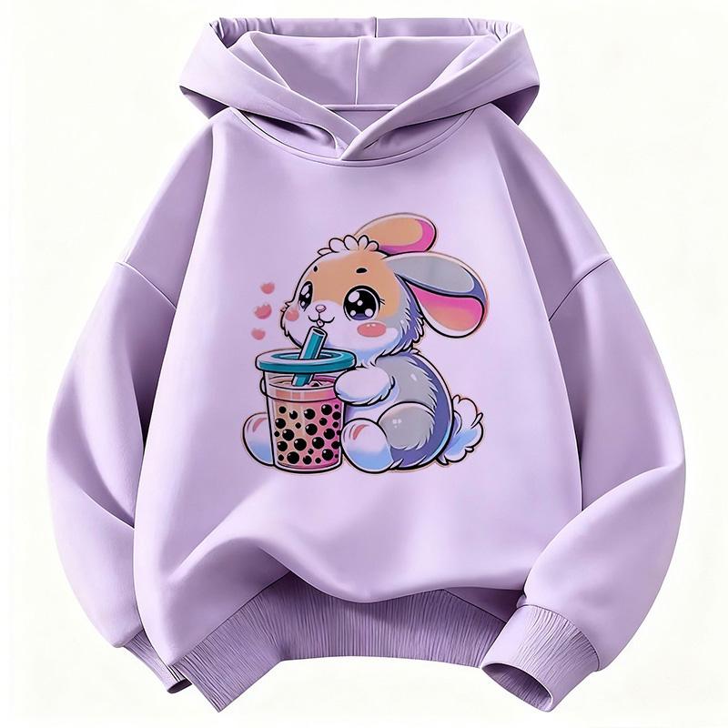 2026 Cute Rabbit Graphic Hoodie Kids Children's Sweatshirt Hoody for Boys Girls Casual Hoodies Clothes